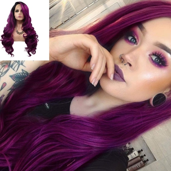 - ♥️ 24” PURPLE OMBRE BODY WAVY LACEFRONT FRONT WIG *NEW*